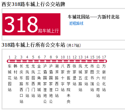 西安公交318路車城