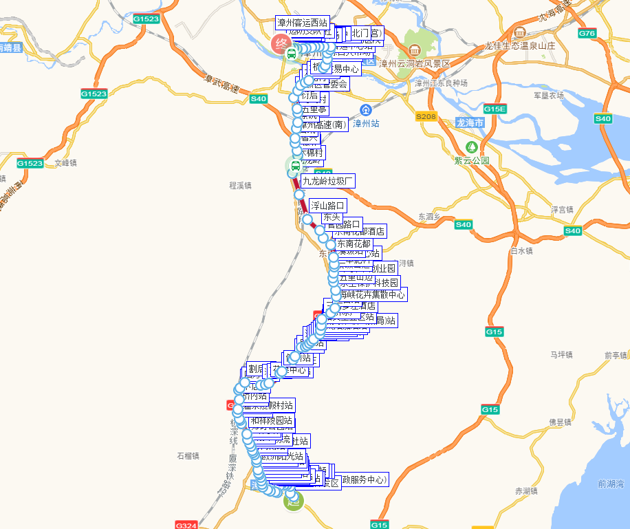 漳州公交101路上行路線圖