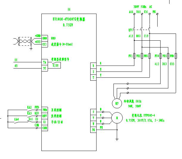艾默生EV1000變頻器接線圖