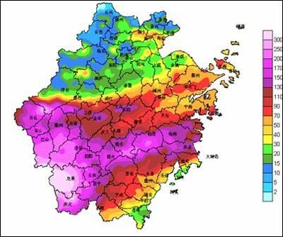 6月17日00時-21日08時浙江累計雨量