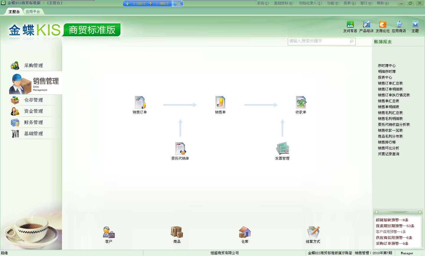 金蝶KIS商貿版銷售管理操作界面