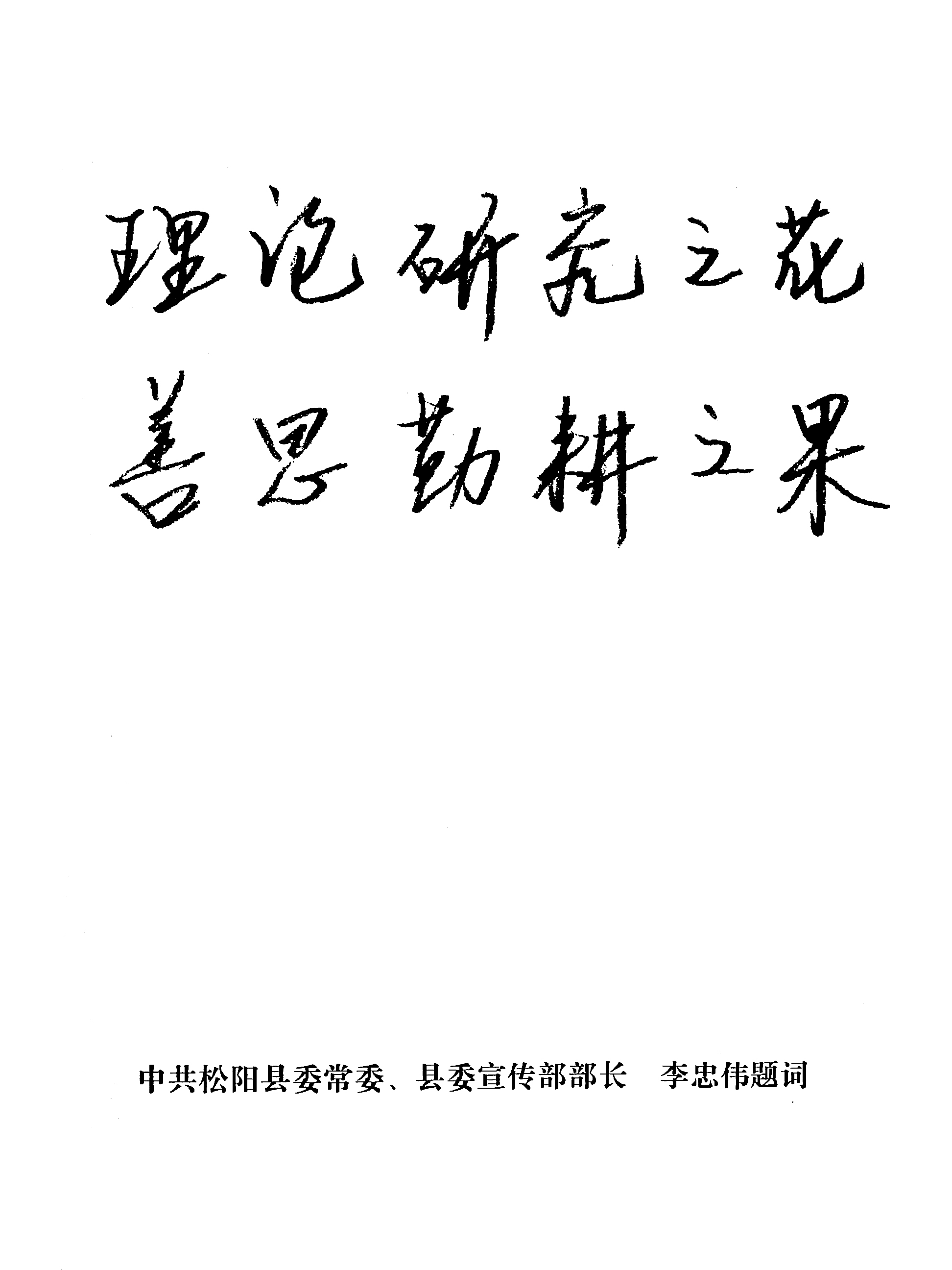 （前任）松陽縣委常委、宣傳部長李忠偉題詞