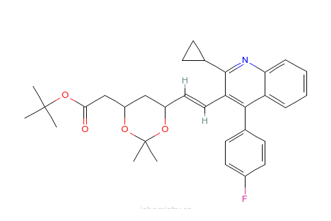 (4R,6S)-6-[[(1E)-2-環丙基-4-（4-氟苯基）-3-喹啉基]乙烯基]-2,2-二甲基-1,3-二氧六環-4-乙酸叔丁酯