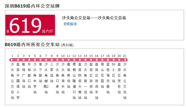 深圳公交B619路內環