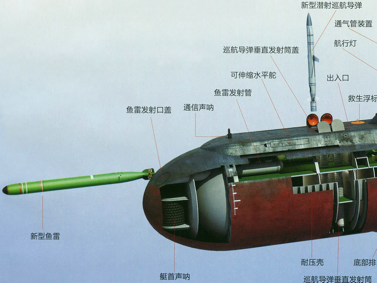 032型潛艇3D模擬圖艇首