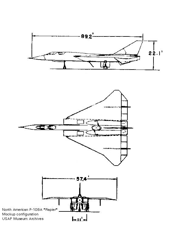 XF-108試驗機三視圖