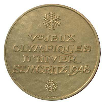 第五屆聖莫里茨冬奧會金牌背面