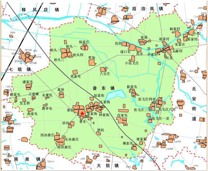 普東鎮轄區村居地理位置圖