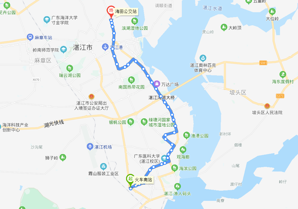 湛江公交20路上行線路