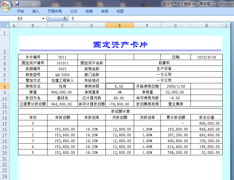 固定資產卡片