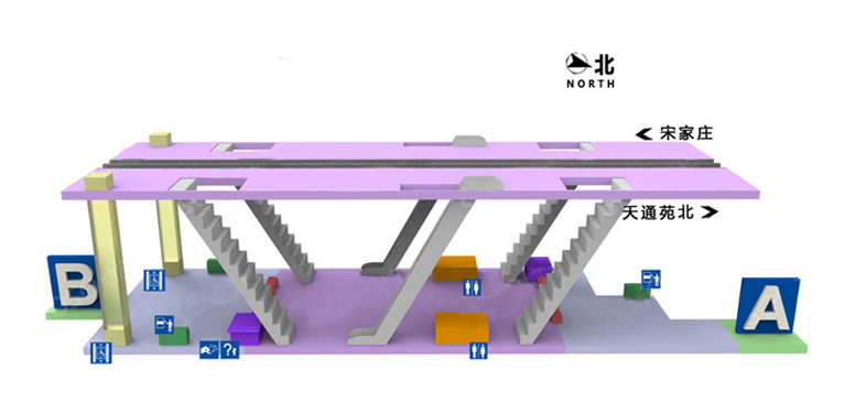 天通苑站站內立體圖