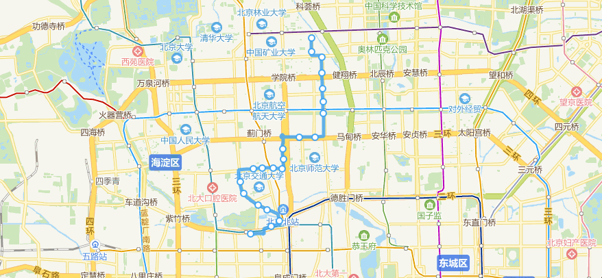 北京公交16路線路走向圖