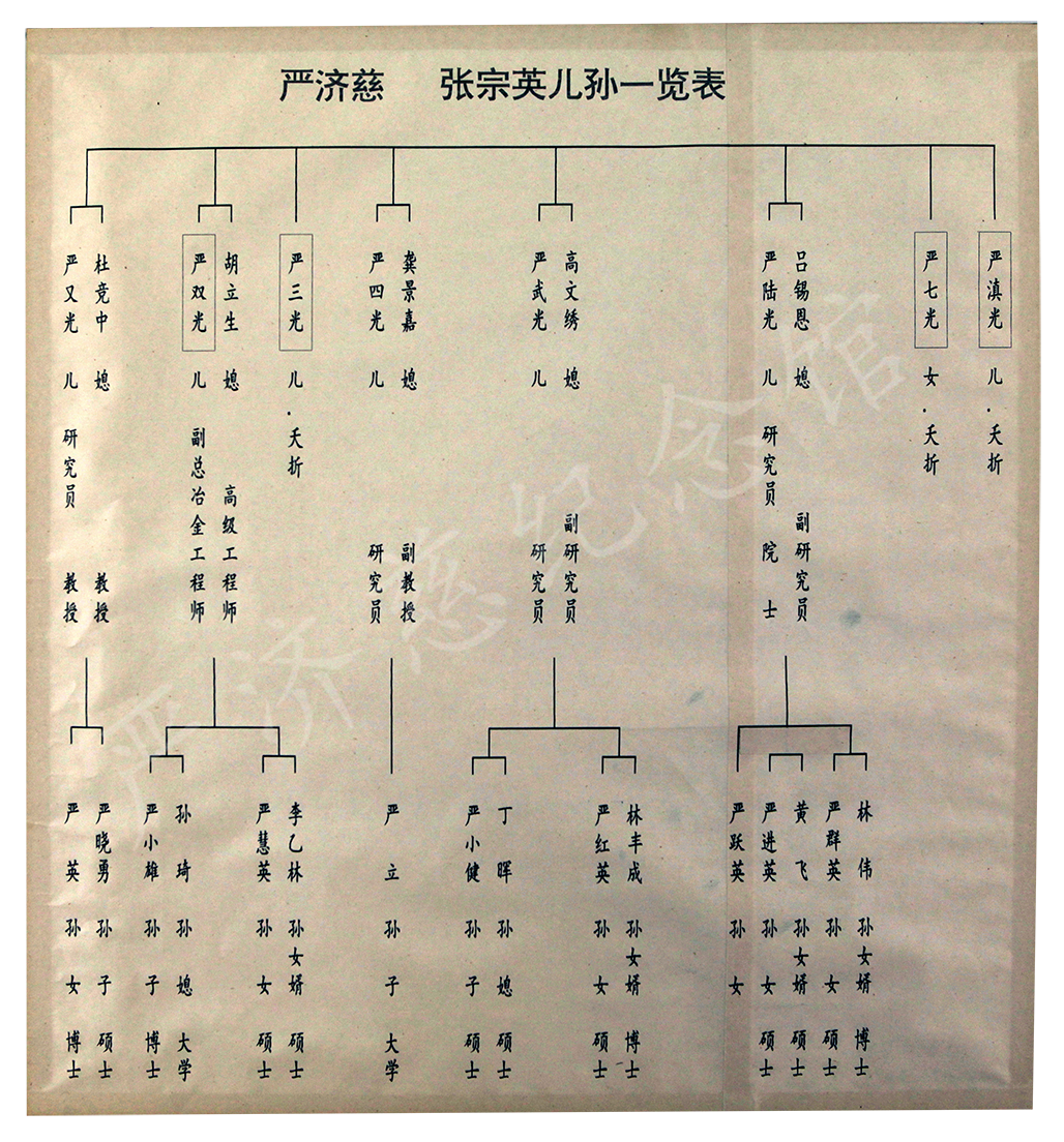 嚴濟慈、張宗英兒孫一覽表