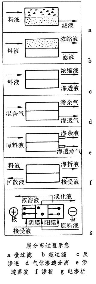 合成膜分離過程示意