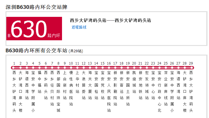 深圳公交B630路