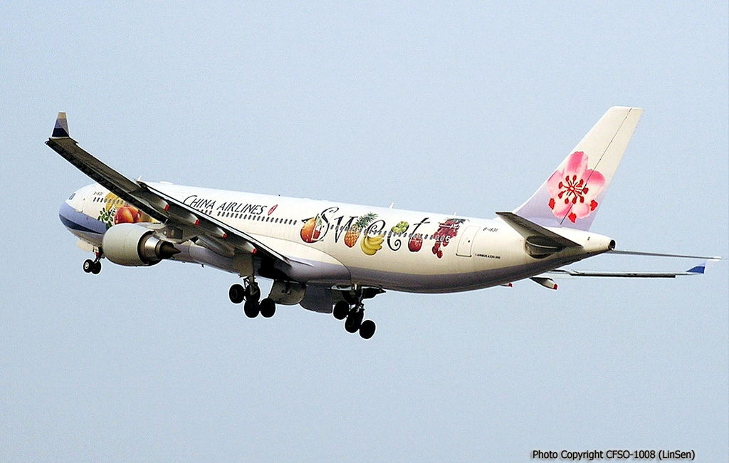 編號B-18311的A330-300型水果彩繪飛機