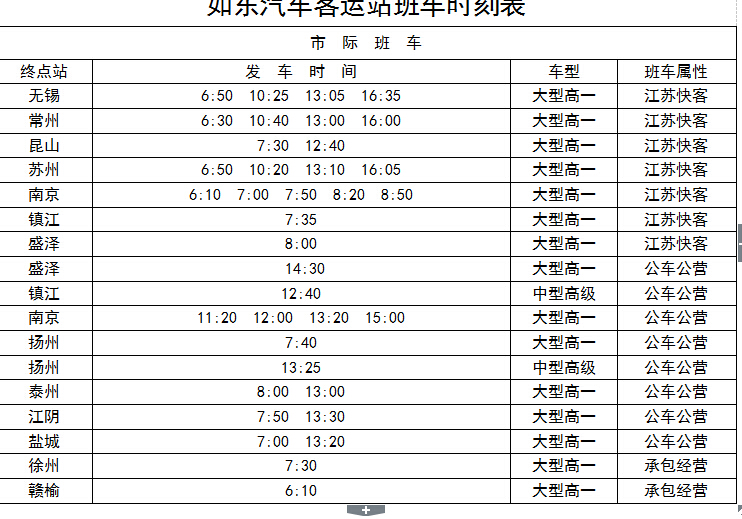 如東汽車客運站