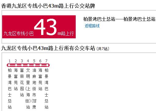香港公交九龍區專線小巴43m路