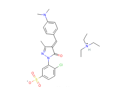 4-氯-3-[4-[4-（二甲氨基）苯亞甲基]-3-甲基-5-氧代-2-吡唑啉-1-基]苯磺酸三乙胺鹽