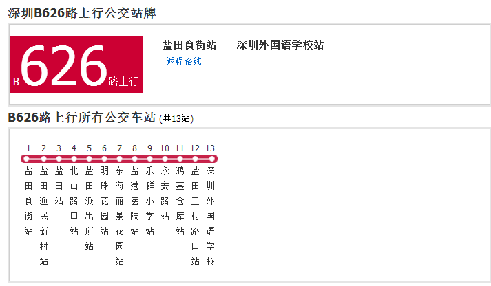 深圳公交B626路