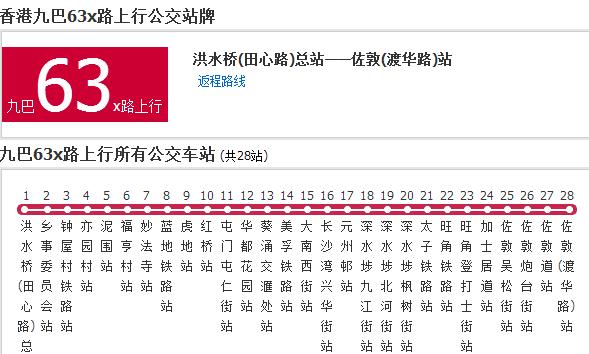 香港公交九巴63x路