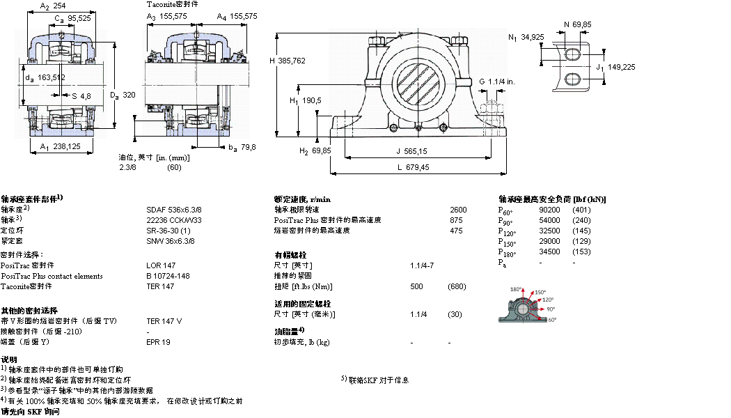 SKF SDAF22536x6.3/8軸承