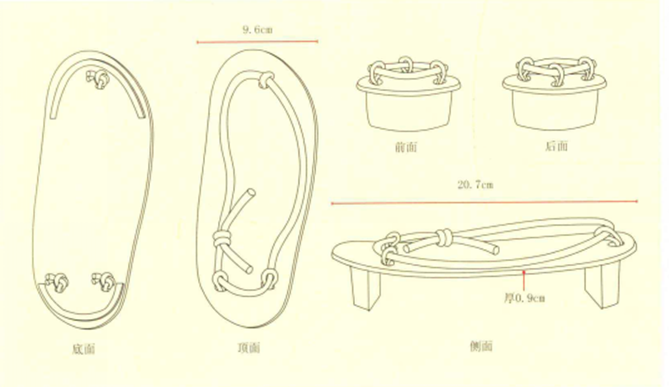 三國孫吳漆木屐五視尺寸圖