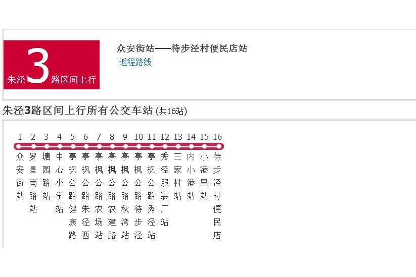 上海公交朱涇3路區間