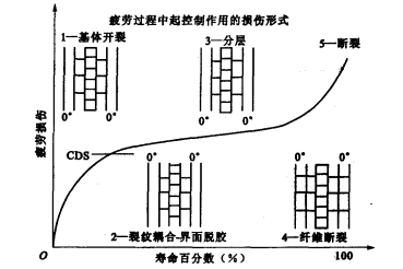 複合材料層壓板疲勞損傷擴展過程示意圖