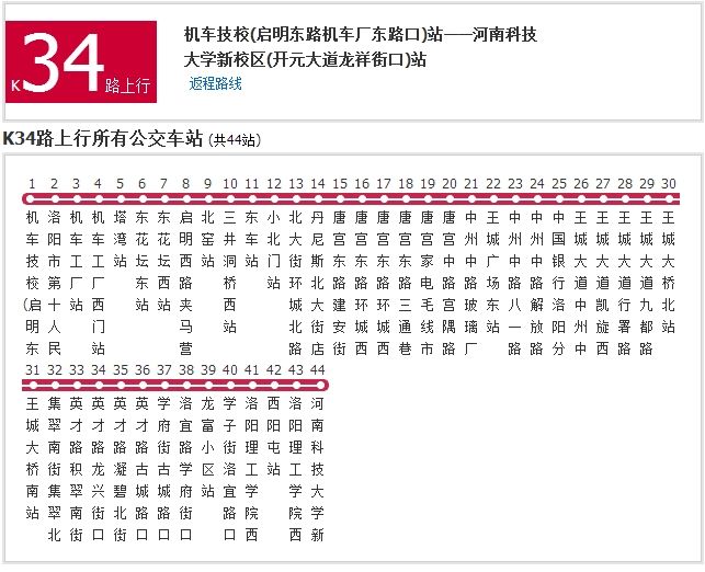 洛陽公交34路(洛陽公交K34路)