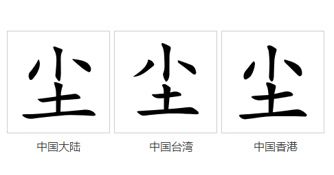 字形對比（楷體）