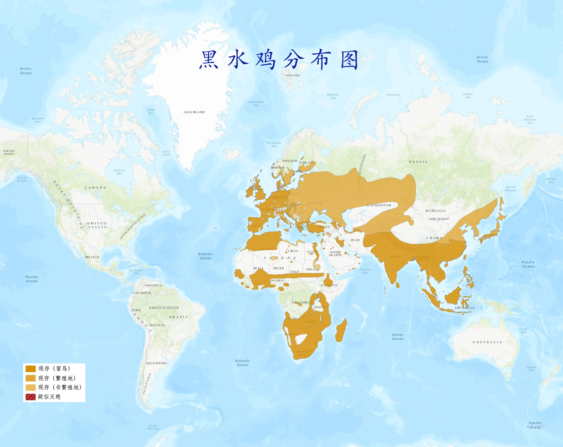 黑水雞分布圖