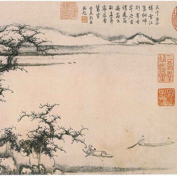 雪江漁艇圖