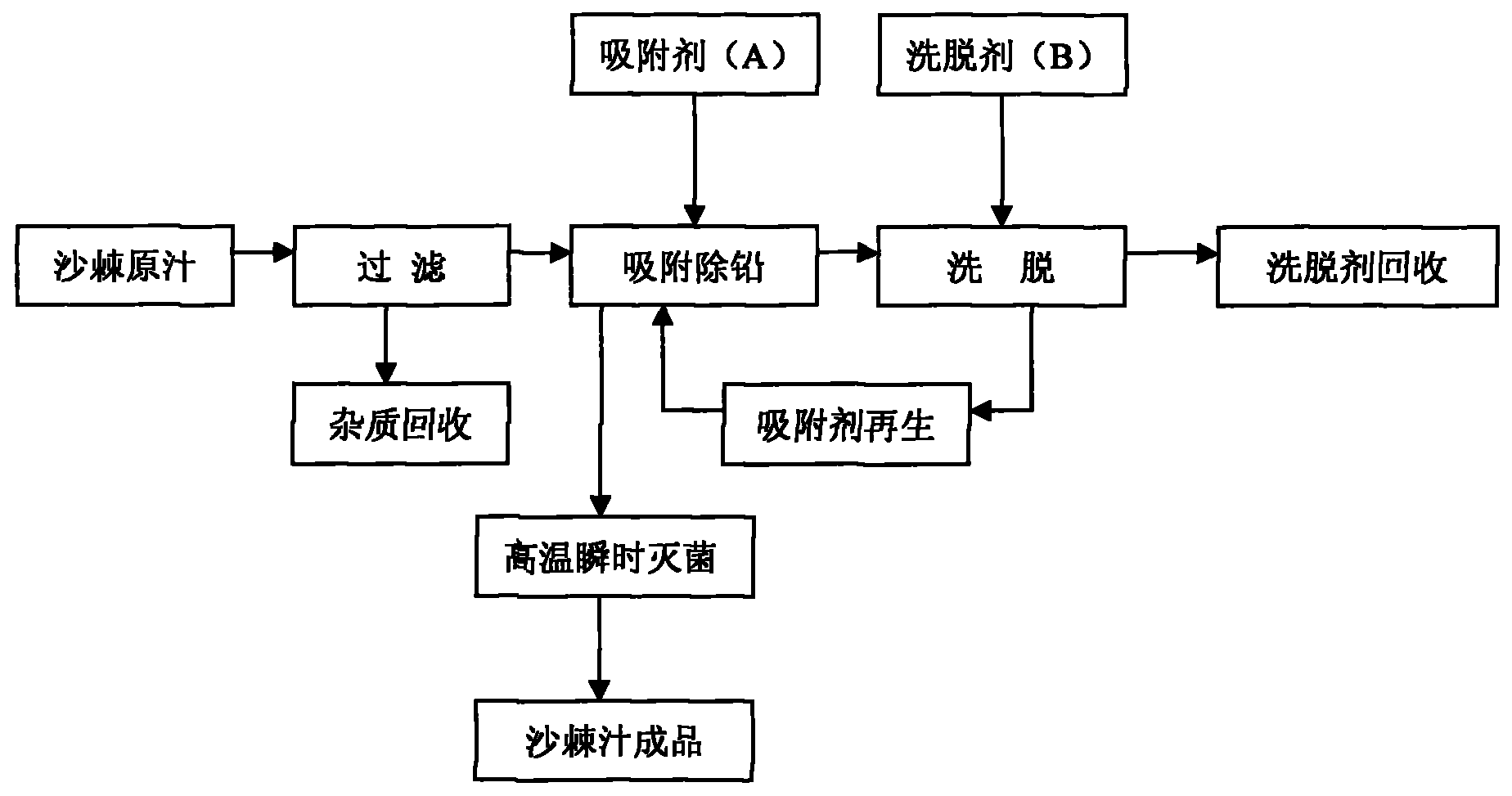 離子交換法減除沙棘果汁原料中重金屬鉛含量的方法