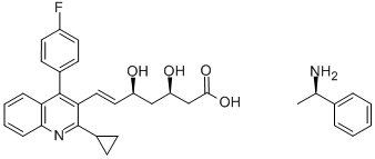 (3R,5S)-7-[2-環丙基-4-（4-氟苯基）-3-喹啉-基]-3,5-二羥基-6-庚酸(+)苯乙胺