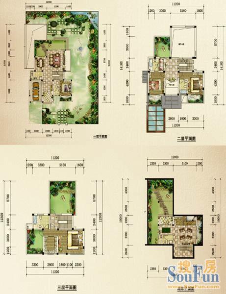 藍光紫檀山紫園B1戶型4室3廳5衛1廚296.00㎡