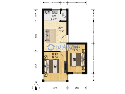 小北路朱紫寮戶型圖