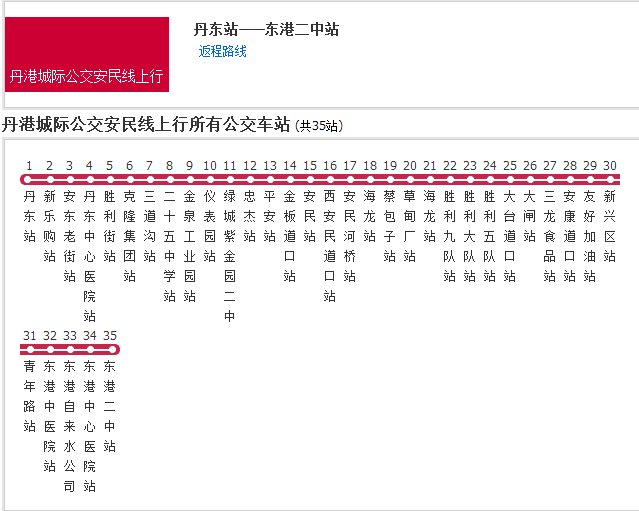 丹東公丹港城際公交安民線路