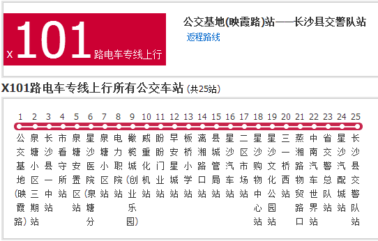 長沙公交X101路電車專線