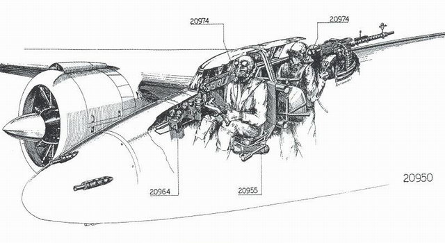 飛行員與後坐射手布置
