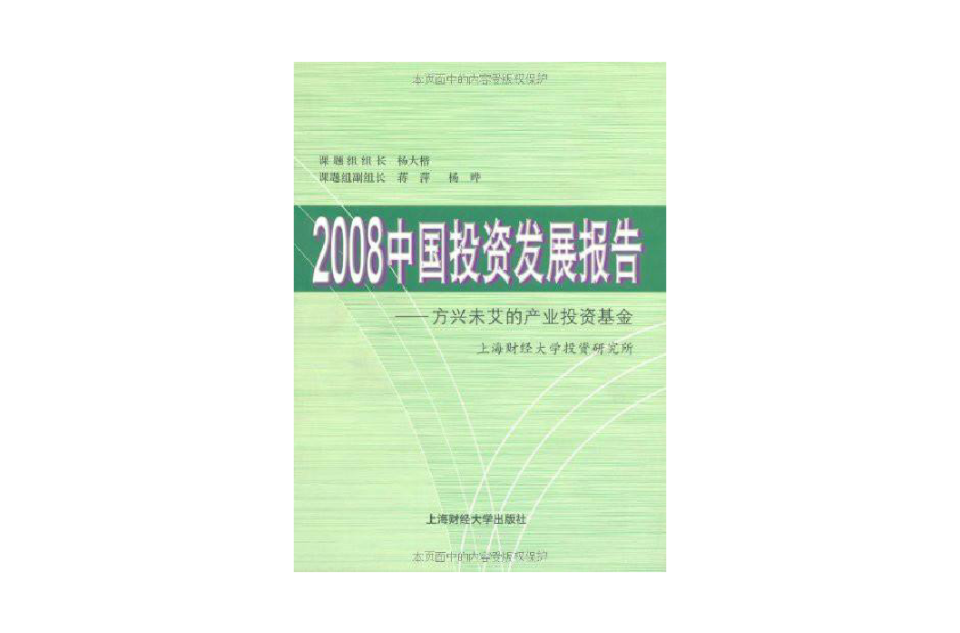 2008中國投資發展報告—方興未艾的產業投資基金