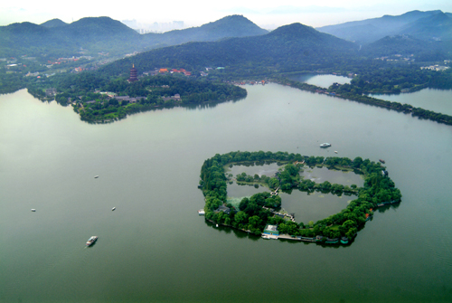 西湖全景 航拍