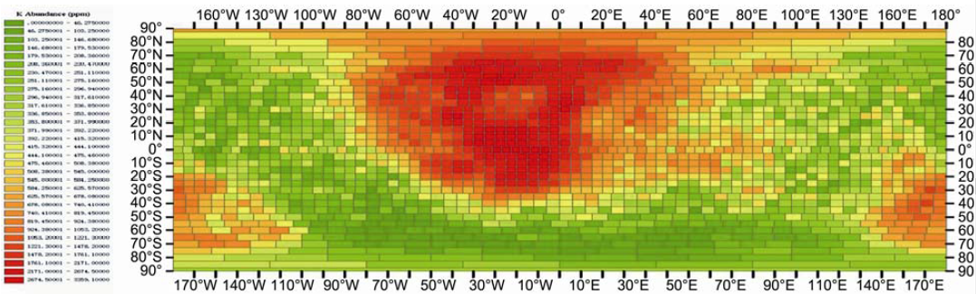 月球表面釷元素分布圖