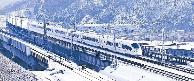 動車組列車行駛在丹大快速鐵路花園東路特大橋上