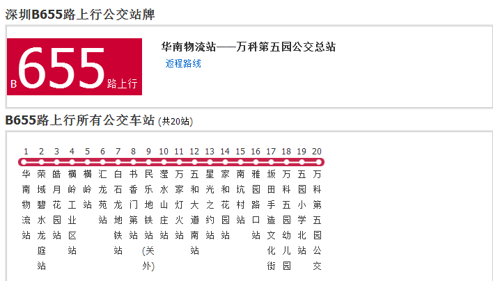 深圳公交B655路