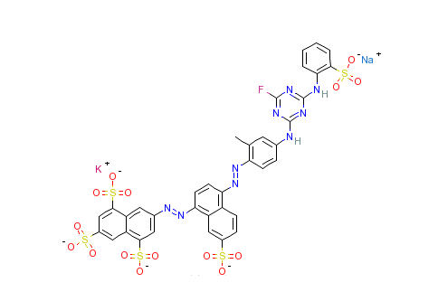 7-[[4-[[4-[[4-氟-6-[（2-磺苯基）氨基]-1,3,5-三嗪-2-基]氨基]-2-甲基苯基]偶氮]-7-磺基-1-萘基]偶氮]-1,3,5