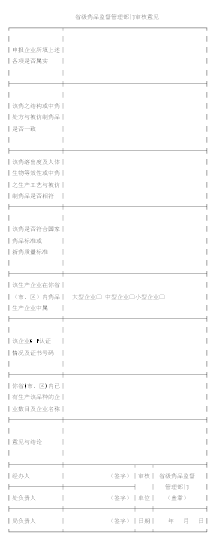 省級藥品監督管理部門審核意見表