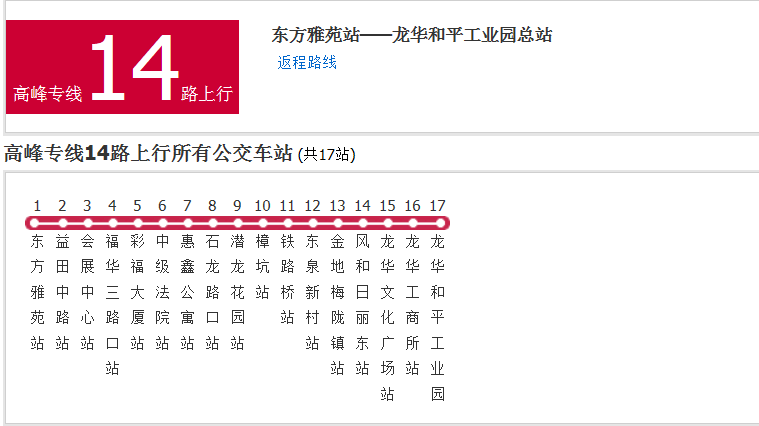 深圳公交高峰專線14路