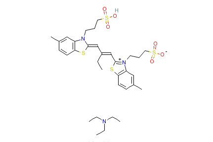 5-甲基-2-[2-[[5-甲基-3-（3-磺丙基）-2(3H)-苯並噻唑亞基]甲基]-1-丁烯基-3-（3-磺丙基）苯並噻唑鎓內鹽與N,N-