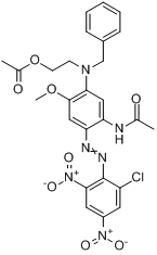 N-[5-[[2-（乙醯氧基）乙基]（苯甲基）氨基]-2-[（2-氯-4,6-二硝基苯基）偶氮]-4-甲氧基苯基]乙醯胺